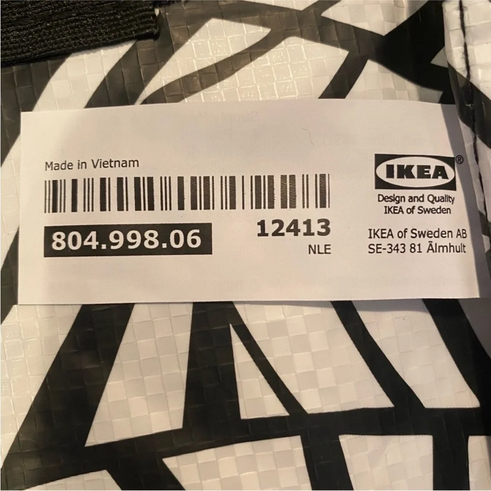 IKEA | SLUKIS NWT Frakta Shopping Bag Large Black White 